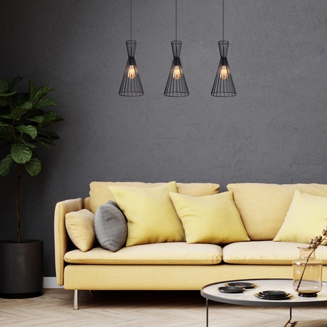 Leandros, mat crna metalna visilica, E27 3x40W IP20 (bez sijalice) 97