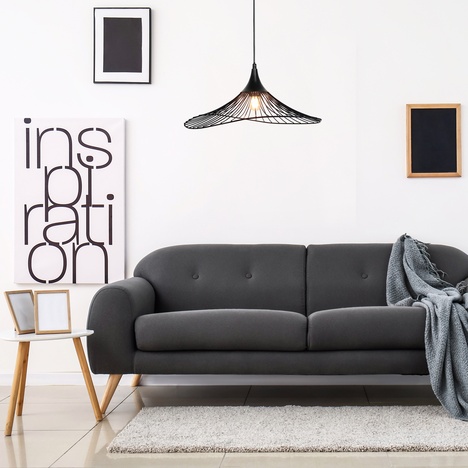 Sombero, mat crna metalna visilica E27 1x60W, D50cm, H150cm 90
