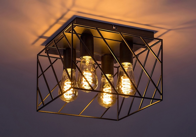 Borooo, mat crna metalna plafonska lampa, E27 4x25W IP20 110