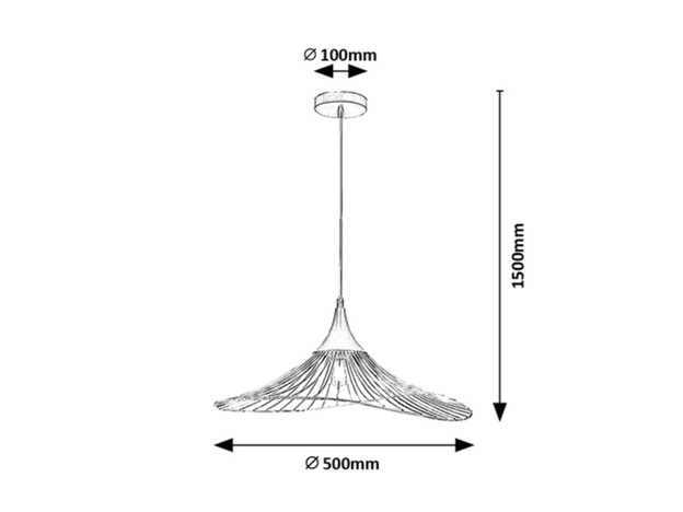 Sombero, mat crna metalna visilica E27 1x60W, D50cm, H150cm 89